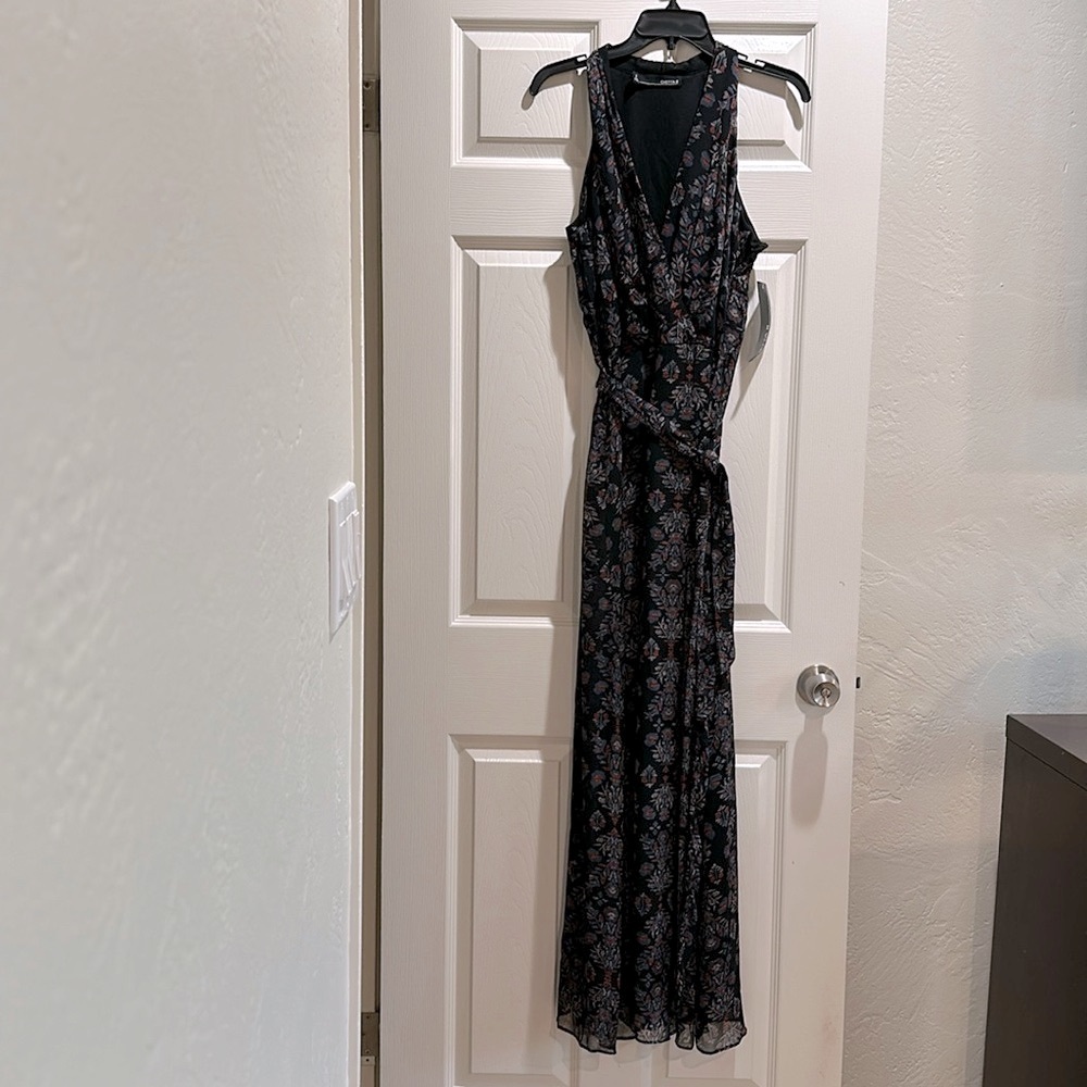 Chetta B black floral dress with lining, size 8